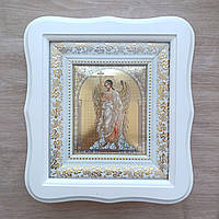 Ікона Ангел Хранитель свята, лік 10х12 см, у білому фігурному дерев'яному кіоті