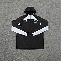 Чоловіча куртка вітровка Джордан ПСЖ чорна Jordan PSG спортивна повсякденна вільна куртка з капюшоном
