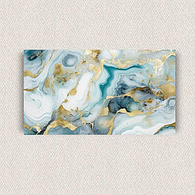 Інтер'єрна картина-постер на стіну Абстракція бірюзово-золота 40*20 Орігамі OP 5375 Маленька