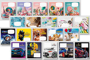 Зошит шкільний Школярик 12 аркушів клітинка мікс (30)