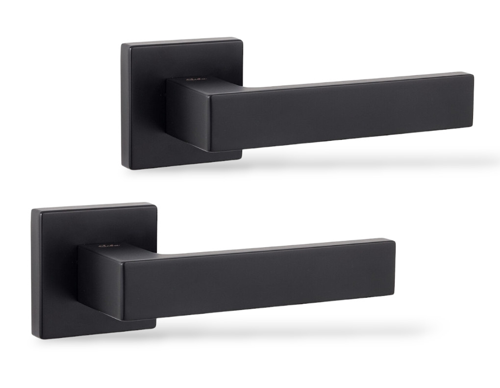 Ручки на міжкімнатні/ вхідні двері SIBA Kuadro R09 матовий чорний (66 66), фото 1