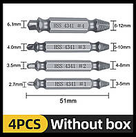 Набор бит для выкручивания саморезов 4шт Экстракторы для винтов Сверло