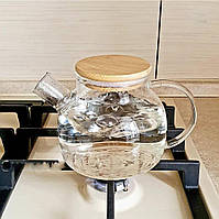 Заварочный чайник BonaDi 1 л стеклянный с бамбуковой крышкой 599-103