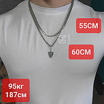 Чоловічий срібний кулон Щит із мечем та ланцюжок 925 проба комплект, фото 6
