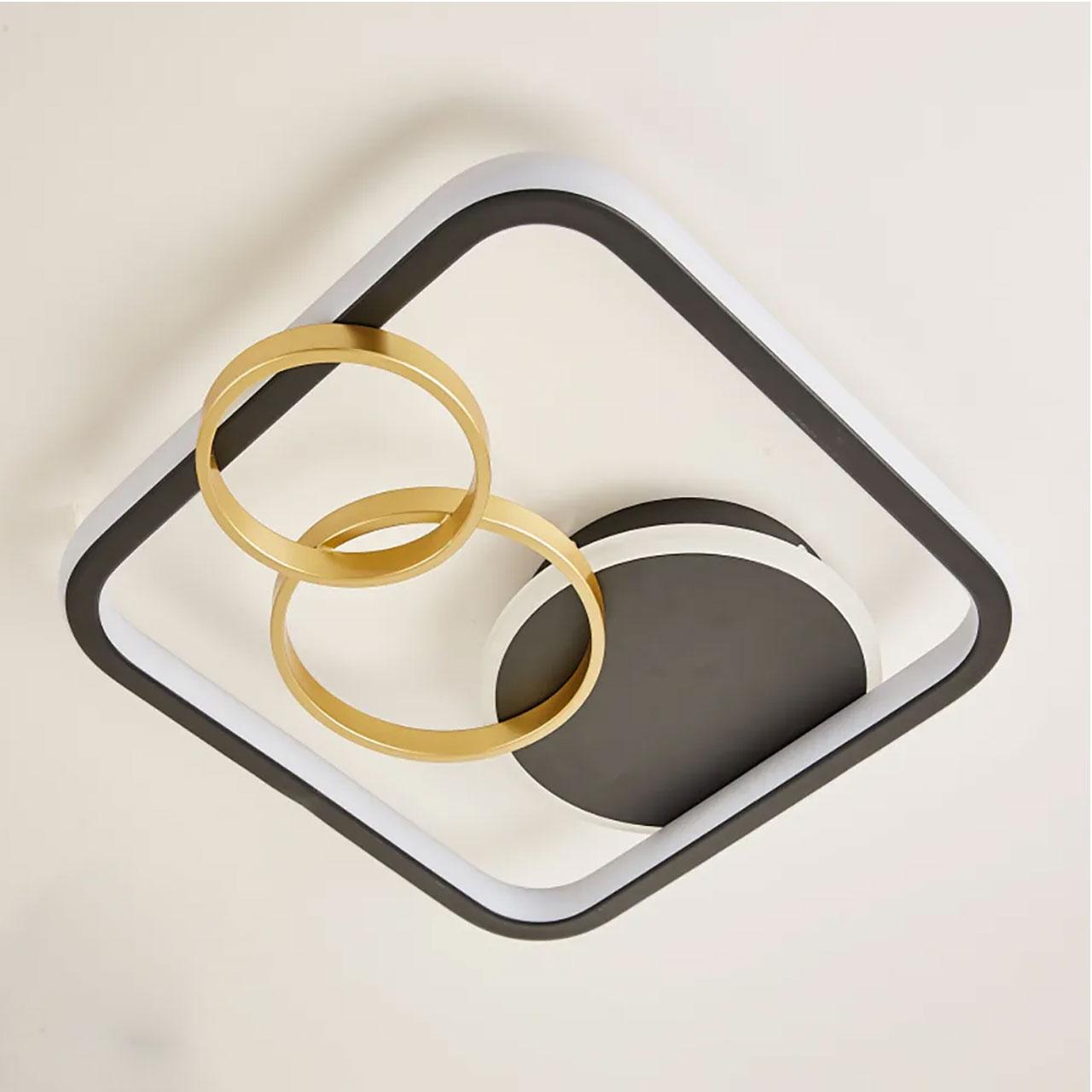 Cвітлодіодна люстра 90 Вт колір каркасу чорний з золотим з пультом і мобільним додатком регулювання яскравості ESL-21236, фото 1