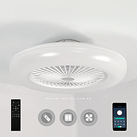 LED люстра з вентилятором FAN ONE 80W+35W Luminaria з пультом і додатком для смартфону R-APP-550х185-WHITE/WHITE-220-IP20