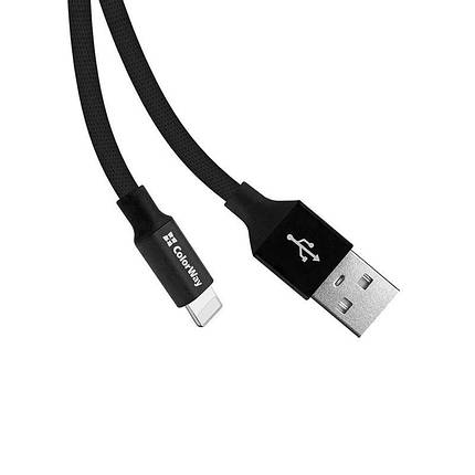 Кабель USB-Lightning ColorWay 2.4A 0.25m Black (CW-CBUL048-BK), фото 2