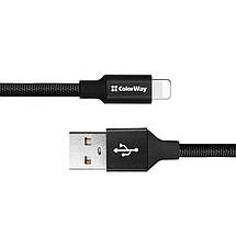 Кабель USB-Lightning ColorWay 2.4A 0.25m Black (CW-CBUL048-BK), фото 3