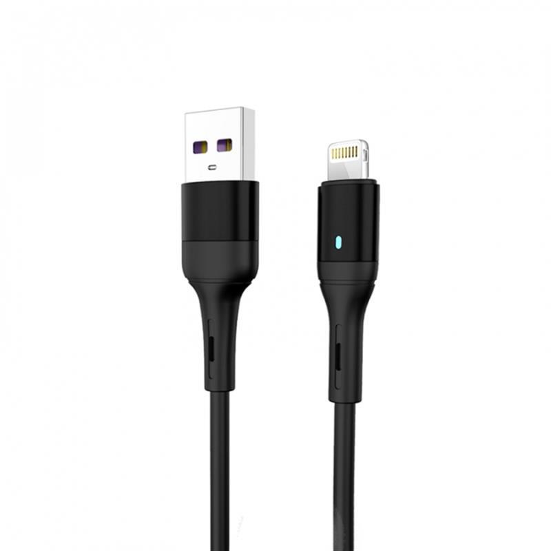 Кабель USB-Lightning SkyDolphin S06L LED Smart Power 3A 1m Black (USB-000554)