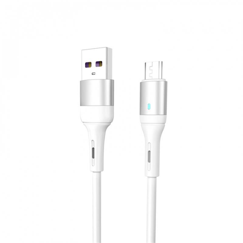 Кабель USB-microUSB SkyDolphin S06V LED Smart Power 3A 1m White (USB-000558)