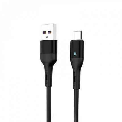 Кабель USB-Type-C SkyDolphin S06T LED Smart Power 3A 1m Black (USB-000557), фото 1
