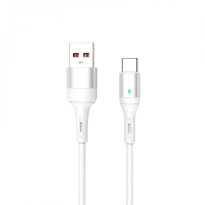 Кабель USB-Type-C SkyDolphin S06T LED Smart Power 3A 1m White (USB-000556)