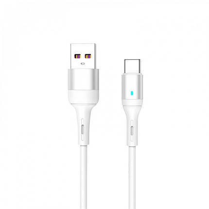 Кабель USB-Type-C SkyDolphin S06T LED Smart Power 3A 1m White (USB-000556), фото 1
