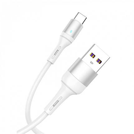 Кабель USB-Type-C SkyDolphin S06T LED Smart Power 3A 1m White (USB-000556), фото 2
