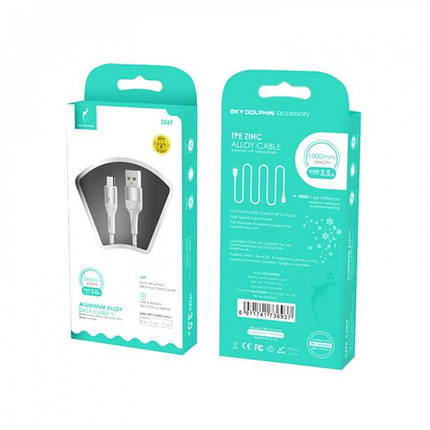 Кабель USB-Type-C SkyDolphin S06T LED Smart Power 3A 1m White (USB-000556), фото 3