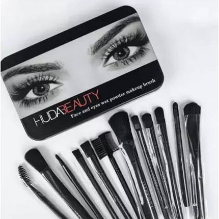 Набір пензлів HUDA BEAUTY face and eyes wet powder makeup brush 12 шт., фото 1