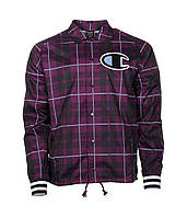 Спортивная куртка Champion Satin Coaches Jacket Ribbed Cuff AOP Plaid 101 Venetian Purple Доставка з США від