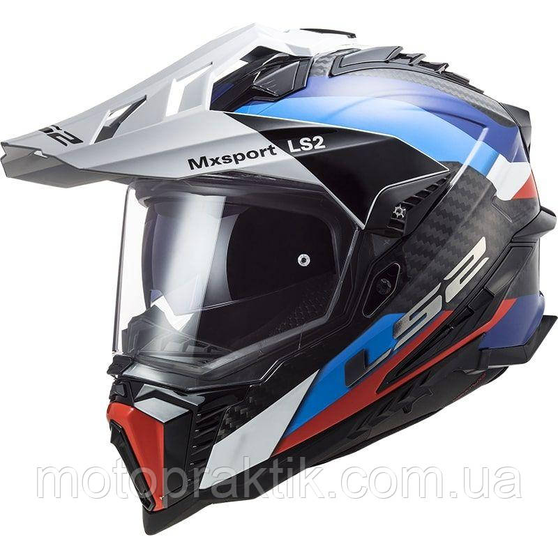 LS2 MX701 C Explorer Frontier Black Blue, XS Мотошолом ендуро (мотард) з окулярами