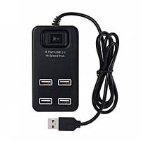 Usb hub P-1601 на 4 порта с 1 выключателем hi-speed usb 2.0 черный