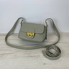 Маленька сумка з клапаном м'яка фактура з короткой ручкой С71-1904 Сіра