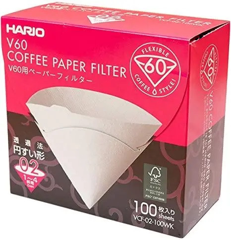 Фільтри для пуровера Hario, V60 02 паперові білі в коробці 100 шт