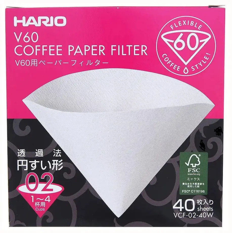 Фільтри для пуровера Hario, V60 02 паперові білі 40 шт