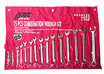Набір ключів ріжково-накидних 6-21 мм 15 од. (ЕВРО-ТИП) AE2415S JTC