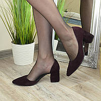 Туфли женские замшевые на невысоком устойчивом каблуке, цвет фиолетовый