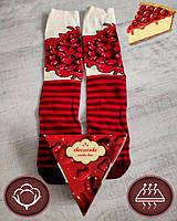Яркие подарочные носки, чизкейк вишня, для мужчин и женщин.