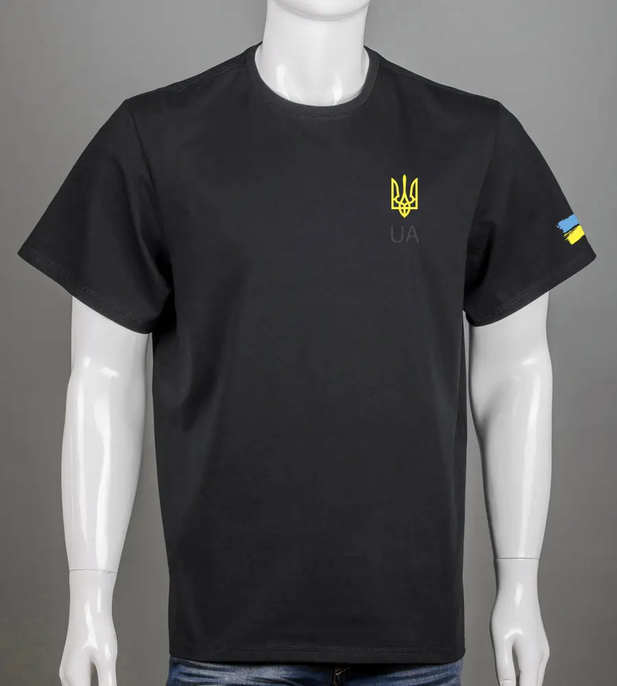 Футболка 100% Х/Б супер-батал Тризуб UA 4306сб (Уп.2шт 5XL,6XL), Чорний