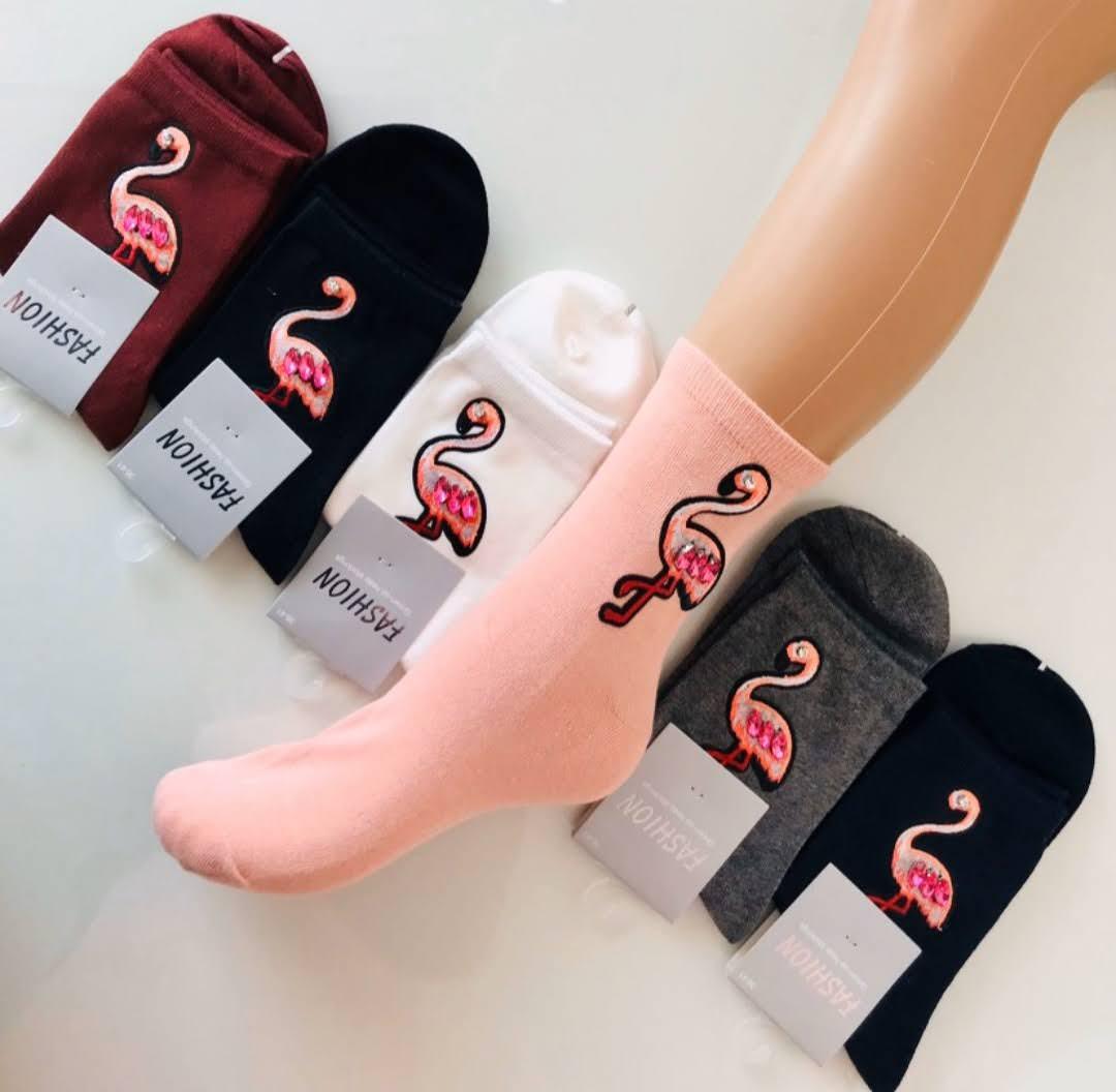 Шкарпетки жіночі «Fashion» середньої висоти прикрашені стразами, фото 1