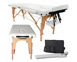 Масажний стіл кремовий двосегментний складаний