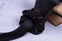 Черная большая резинка для волос, объемная атлас