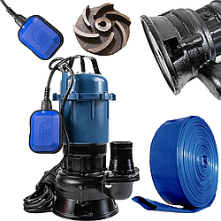 Фекальний насос із подрібнювачем для відкачування каналізації, вигрібних ям Заглибний 1100 Вт + шланг