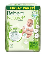 Підгузки одноразові дитячі BeBem Natural midi 3 4-9 кг - 68 шт.