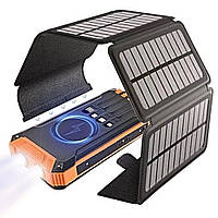 Павербанк сонячний "Solar PowerBank HY-2101B" 20000 mAh, USB, 5V/3А, безпровідна зарядка, 2 led ліхтарики + 5 сонячних панелей