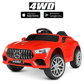 Дитячий електромобіль Mercedes (4 мотори 25W, 1аккум 12V7AH, шкіра, музика, світло, EVA) M 4823EBLR-3 Червоний