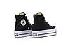 Кеди жіночі Converse All Star High black взуття Конверс високі чорно-білі на платформі високій підошві молодіжні, фото 9