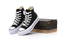 Женские кеды Converse All Star High black обувь Конверс Ол Стар черные высокие на платформе подошве молодежные