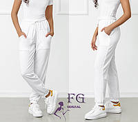 Модные женские штаны джогеры с высокой пасадкой 42-44, Белый