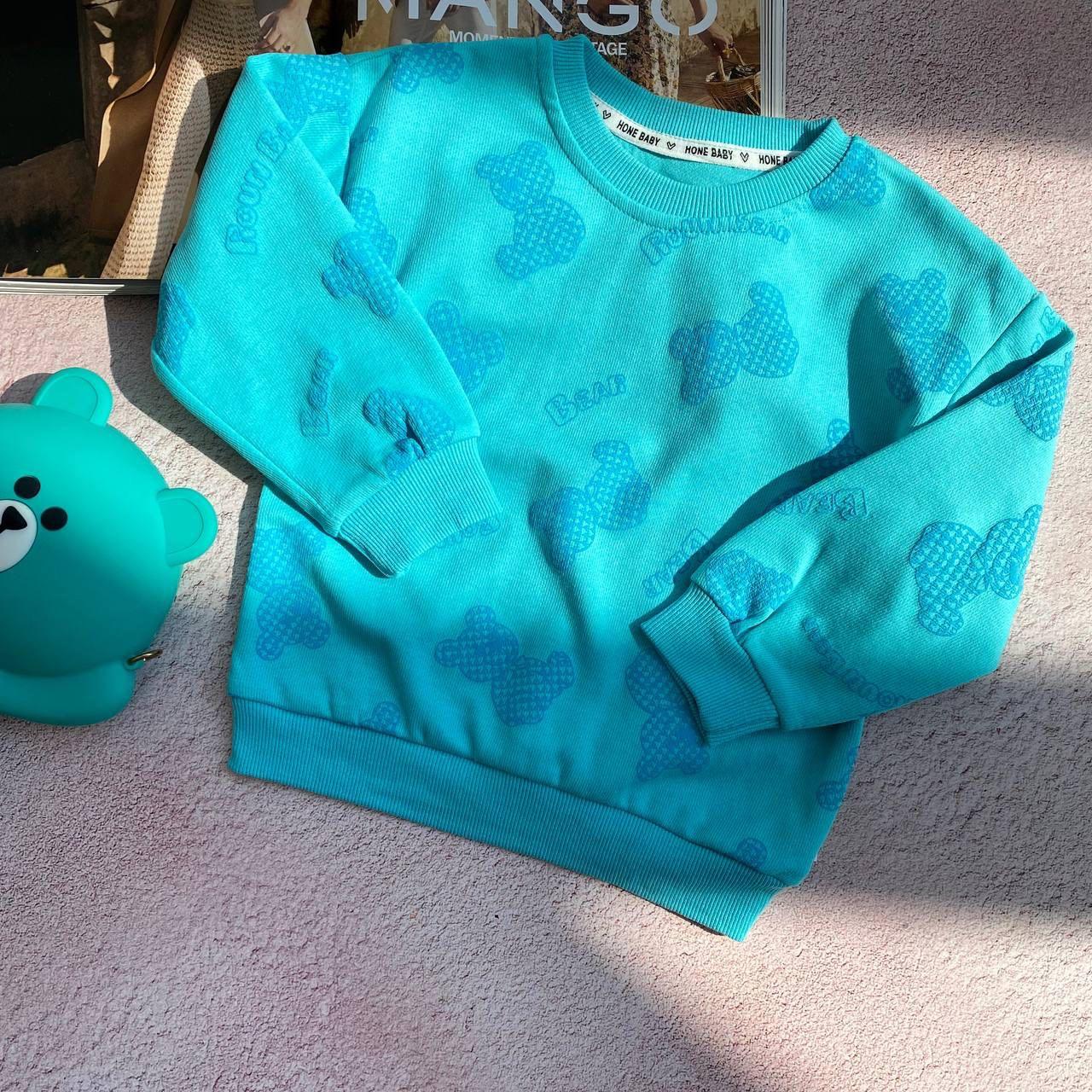 Дитяча кофта "Ведмедики" Бірюзова 8828 12, BEDN, Бирюзовый, Унисекс, Весна Осень, 98, фото 1