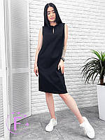 Натуральное льняное женское платье в простом но модном дизайне 42-44, Черный