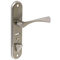 Ручка на планке для входной двери комплект Trion ЦАМ POLIS SAFE-42 mm WC SN/CP L