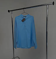 Рубашка льняная мужская с длинным рукавом повседневная летняя BandW голубая | Рубашка классическая лен на лето