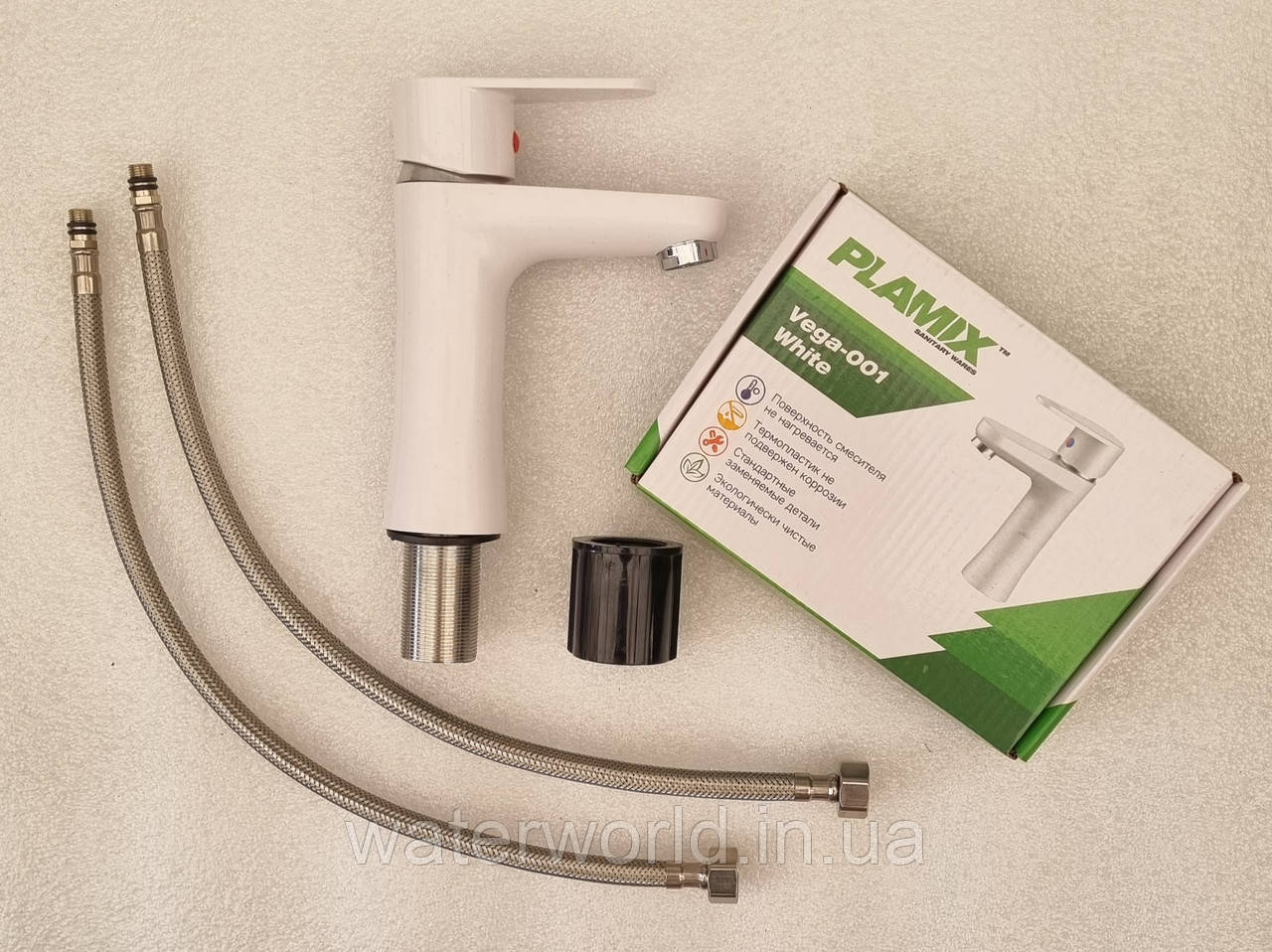 Змішувач на умивальник Plamix Vega-001 White білого кольору, фото 1