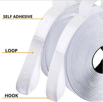 Стрічка-липучка на клейовій основі, 2,5 см, білий (1 м), фото 2