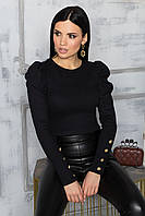 Р 38 - 42 Кофта легантна молодіжна модна з ґудзиками тепла з трикотажу светр чорна офісна блузка