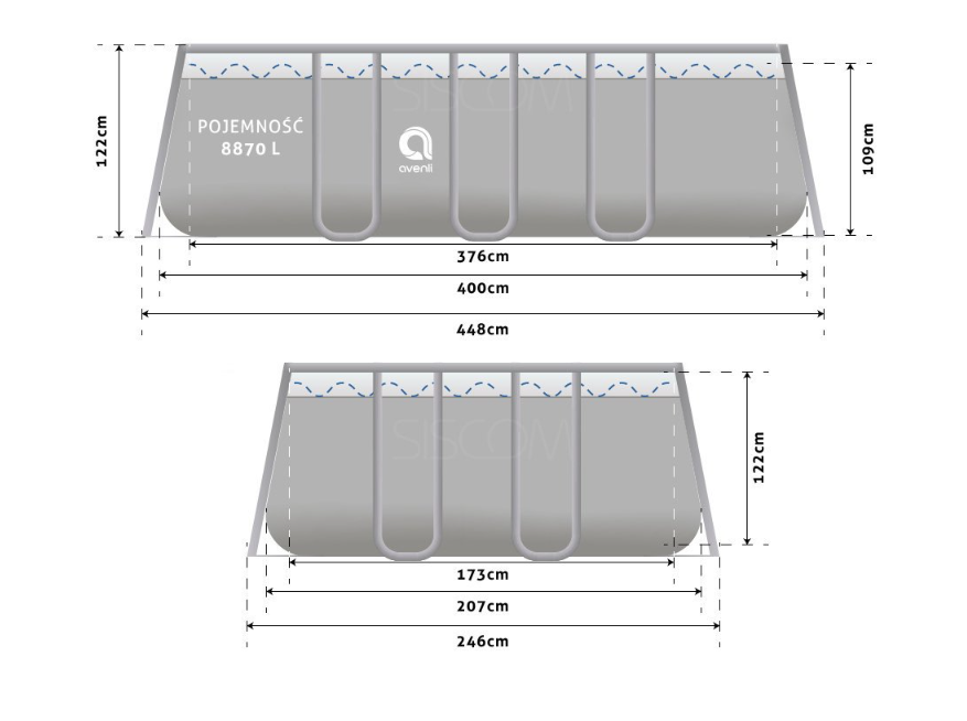 Басейн каркасный, прямоугольный Avenli 400x207x122 см. 17в1 - фото 5 - id-p1891978483