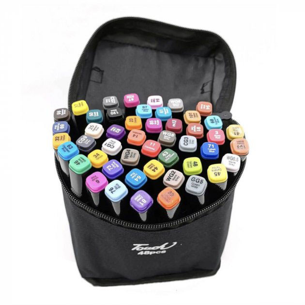 Двосторонні маркери для творчості Touch 48 шт, Різнокольорові маркери набір для творчості NM-77, фото 1