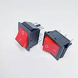 Перемикач клавішний KCD2-202N, з підсвіткою, 2 групи, ON-ON, 6 pin, 16A 250VAC, червоний, фото 3